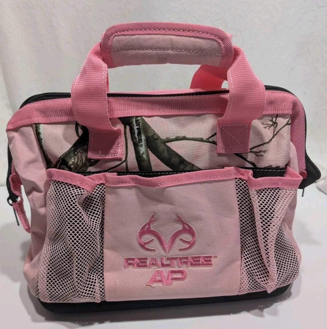 Realtree AP Pink Camouflage 12″ Canvas Tool Bag Zippered Gate Mouth Unused