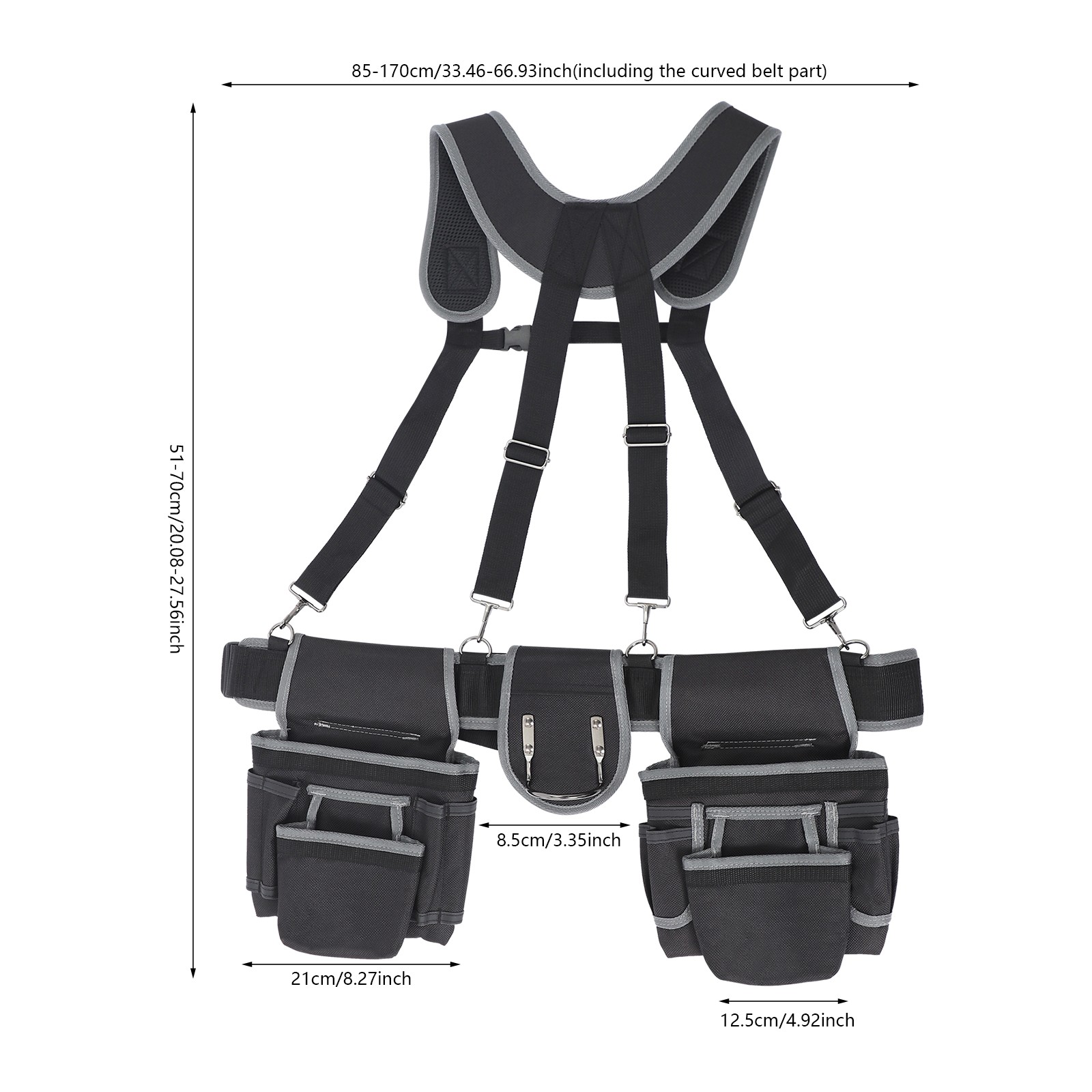 Tool Belt Electrician Tool Bag Multifunctional Tool Bag w/Suspenders Waist-Mount