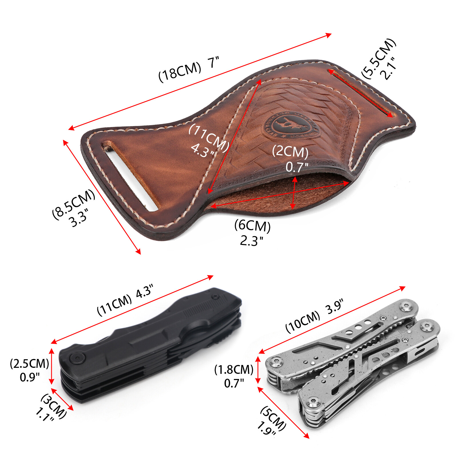 TOURBON Leather Sheath for Camping Knife – Belt Holster Pouch for EDC Pocket