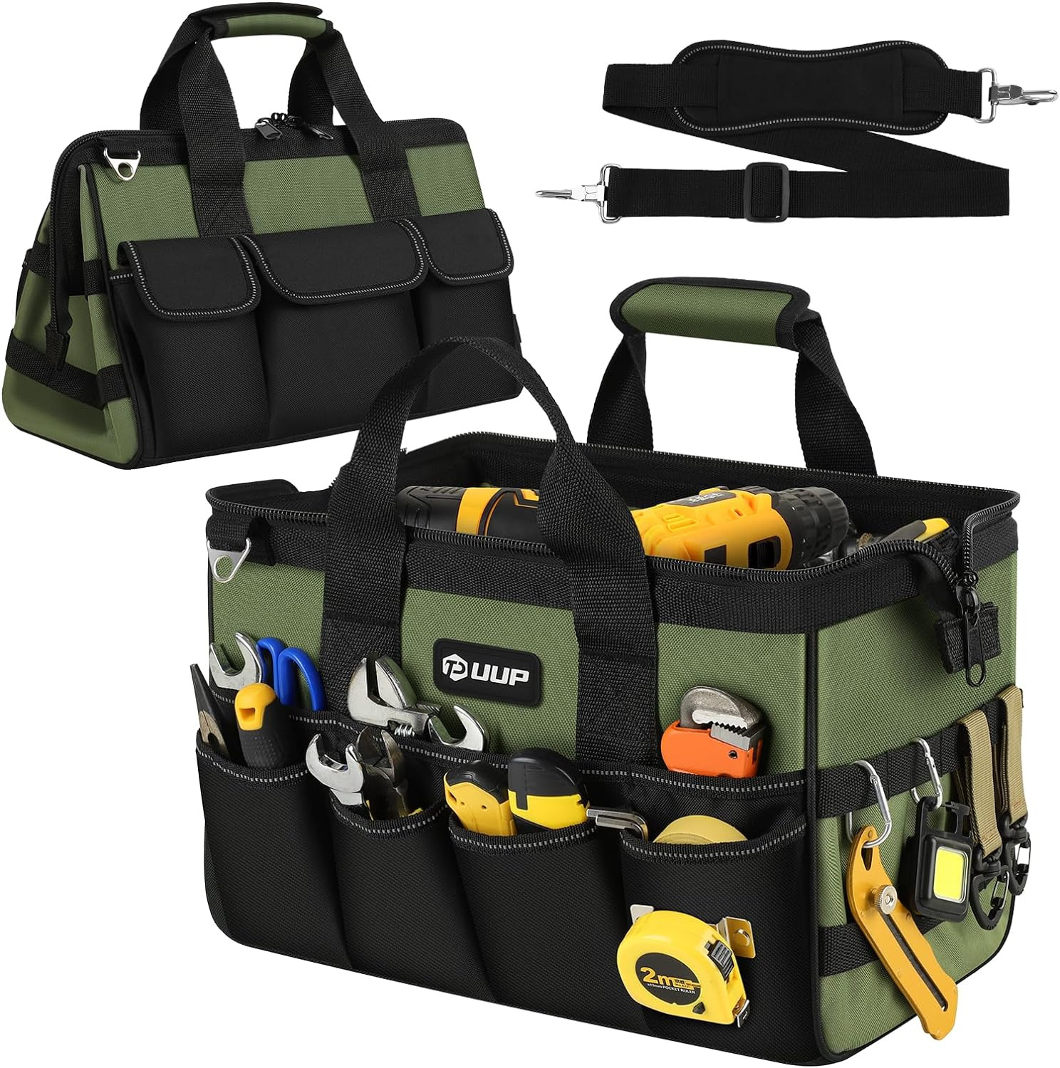 Heavy Duty Tool Bag 15-Inch, 16-Pocket Portable Empty Tool Box Organizer Storage