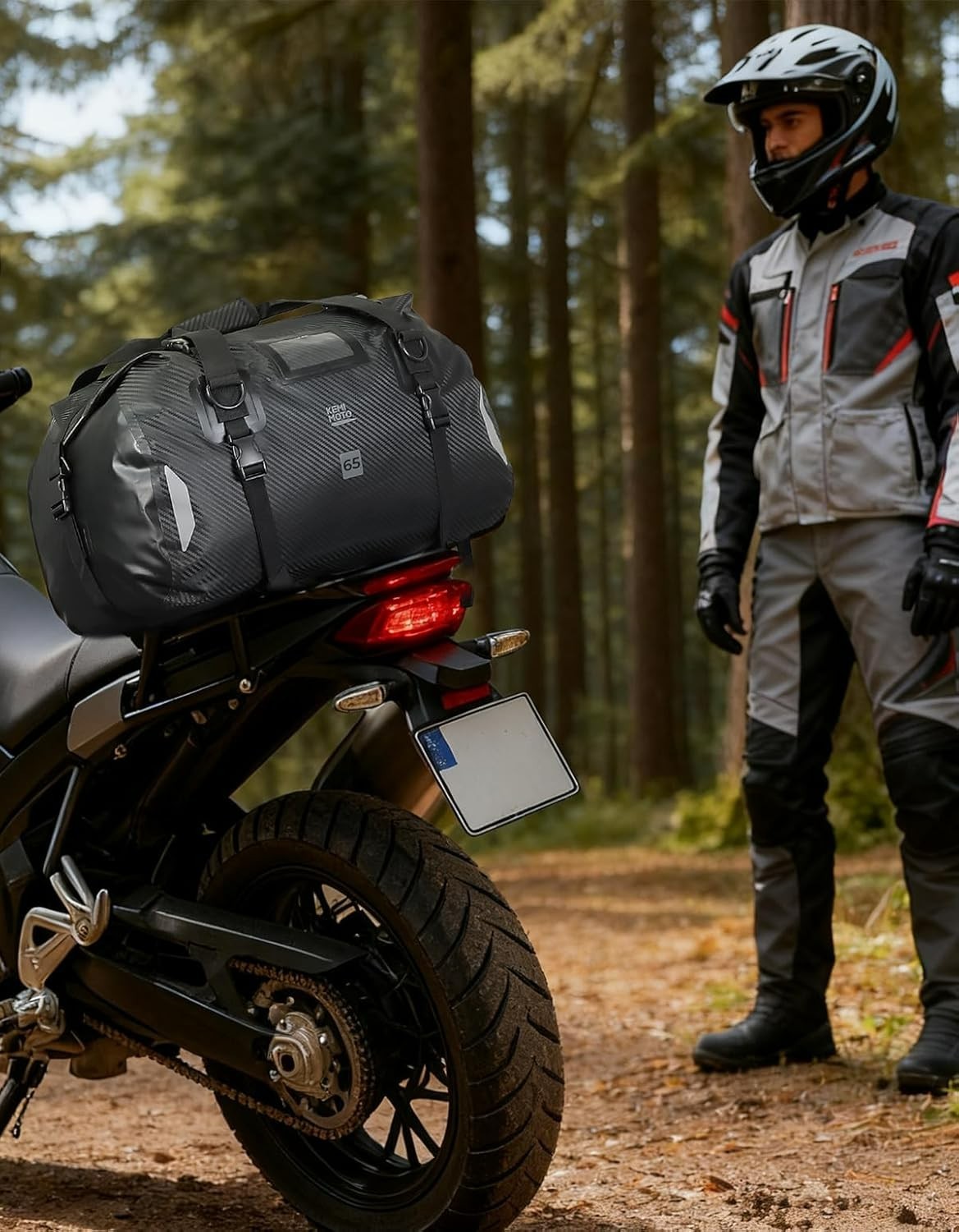 Waterproof Motorcycle Dry Bag – Duffle Tail Bag Soft Luggage, 25L/40L/65L Large