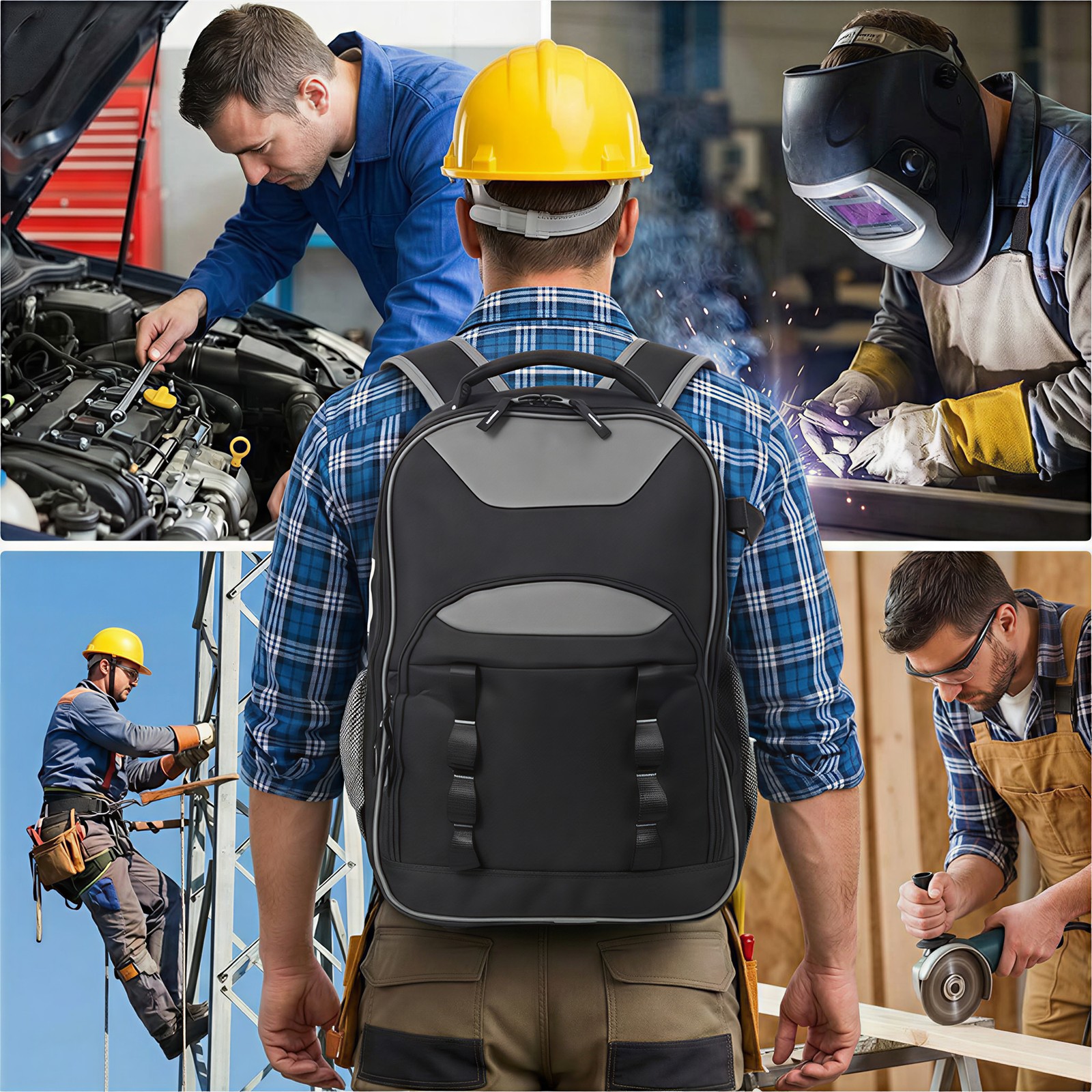 Heavy-Duty Oxford Tool Backpack for Electricians, 25kg Capacity