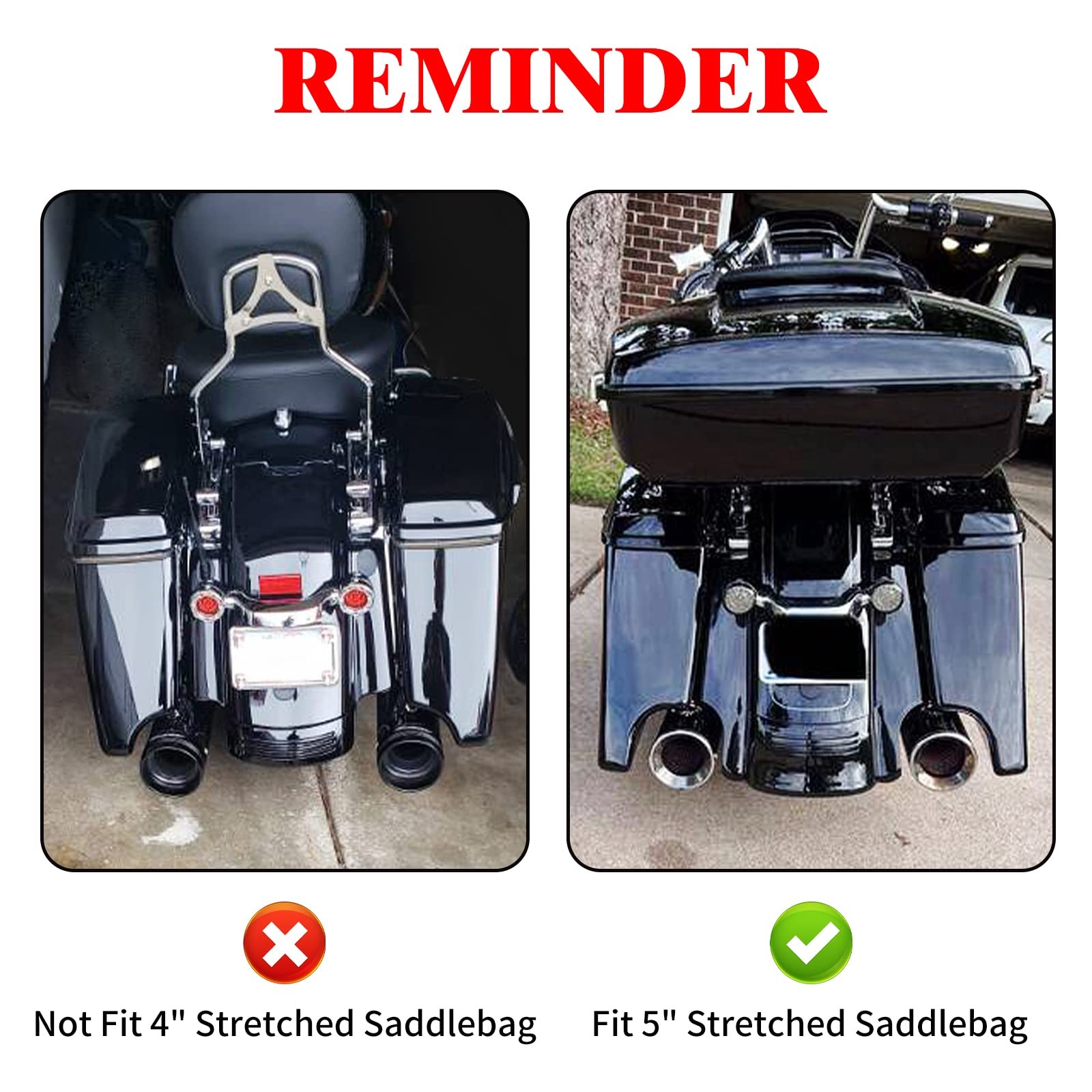 5” Stretched Saddlebag Liners Inserts White Thread Compatible with Harley 2014-