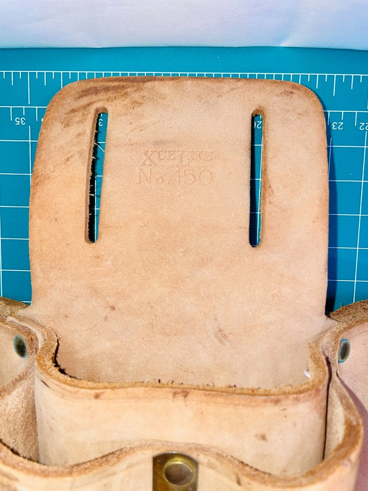 Nicholas No. 150 Tool Pouch Cowhide Leather With Green Strap Made In USA