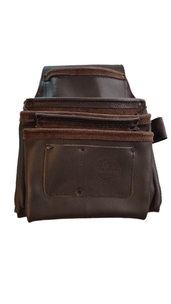 Graintex 5-Pocket Dark Brown Oil Tanned Leather Nail and Tool Pouch