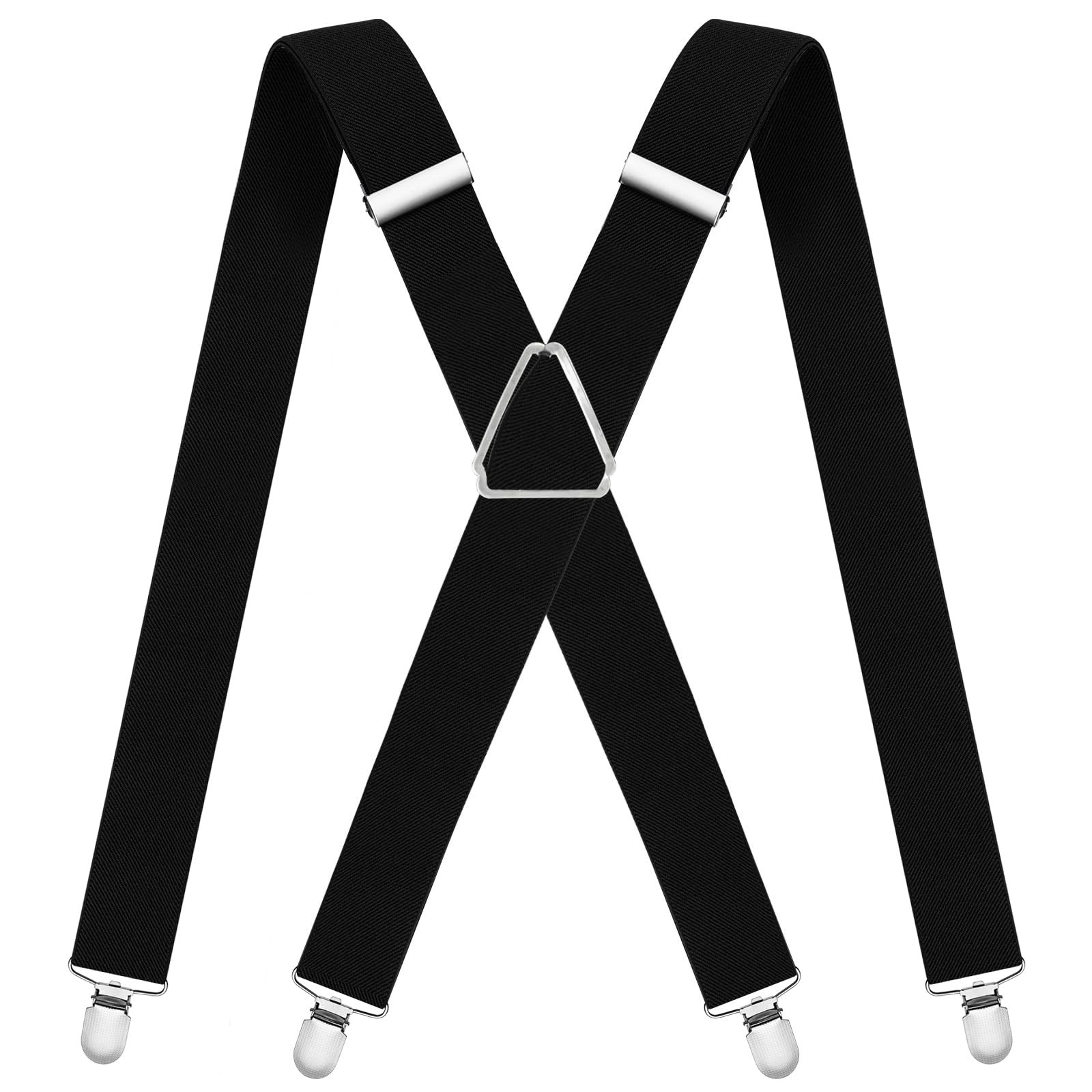 WOXVM Mens Suspenders Adjustable Braces with 4 Strong Metal Large, Black