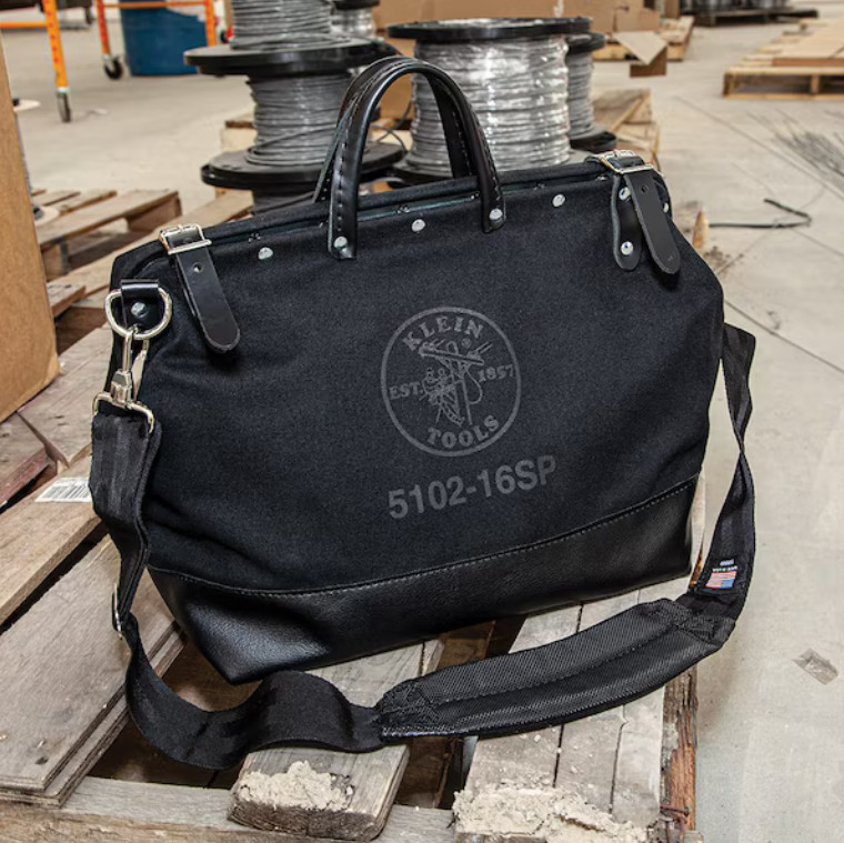 Klein Tools 5102-16SPBLK 16 in Black Canvas Tool Bag 13 Pockets Shoulder Strap