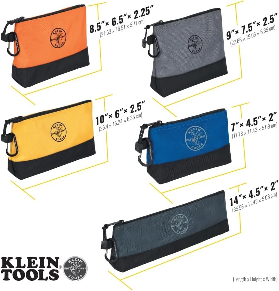 55569 Stand-Up Zipper Bag Tool Pouch with Carabiners, Reinforced Gus