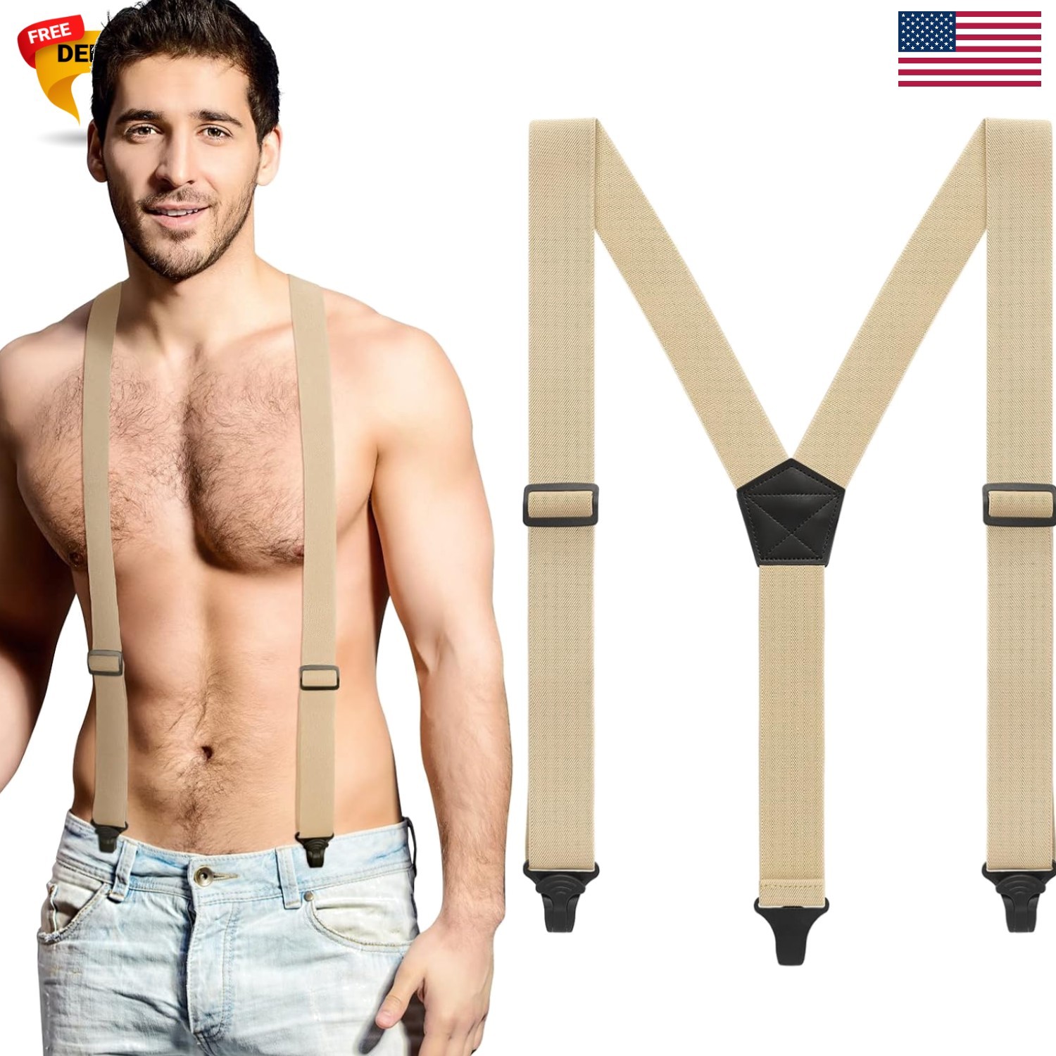 Men Hidden Undershirt Suspender Under Clothing Airport Friendly Strap Y 1.5in…