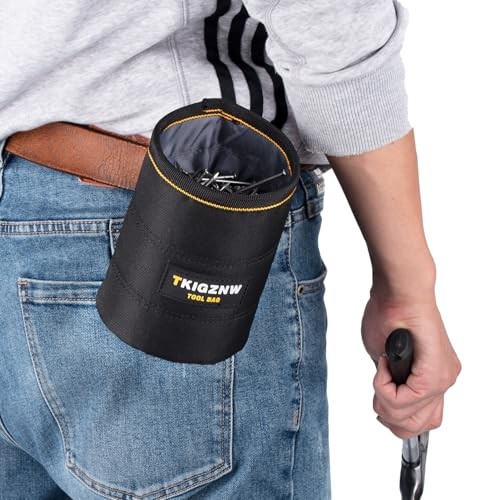 Black Cylindrical Storage Tool Pouch Bag with Carabiner Hook – Heavy Duty