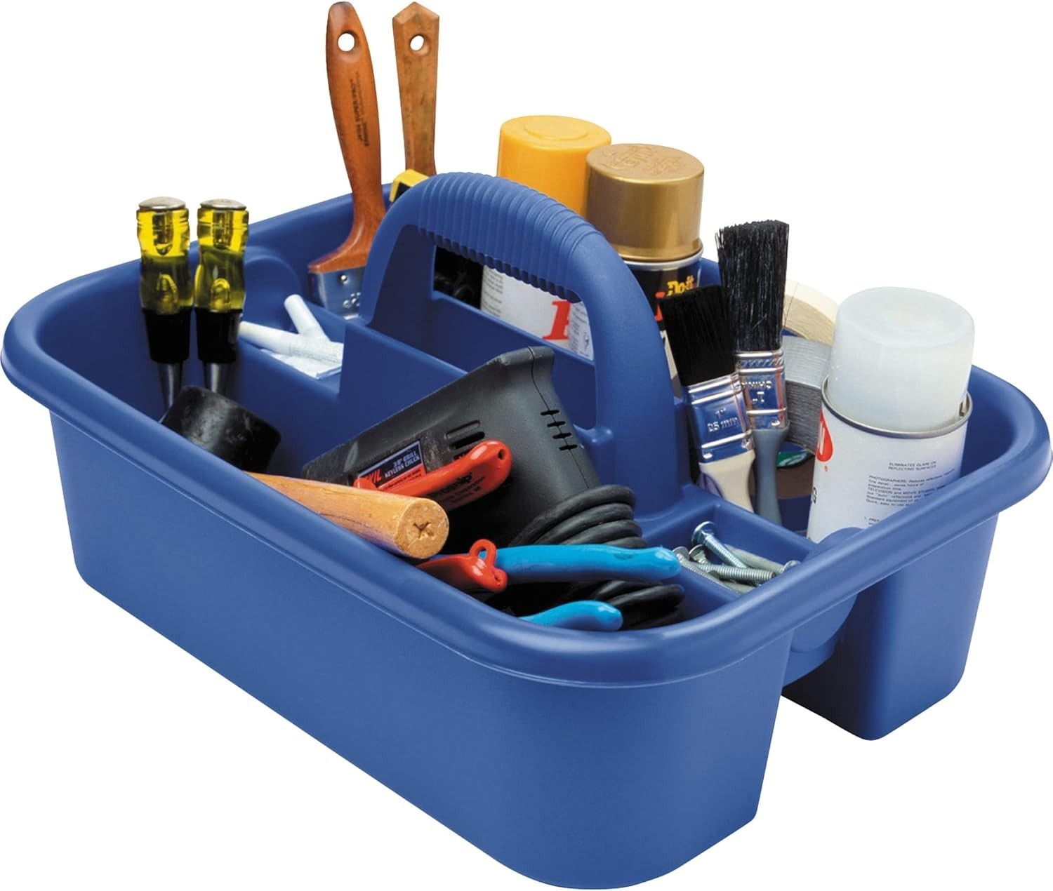 Portable 18-1/4″ Blue Cleaning Caddy with Grooved Handle – Easy to Clean & Use
