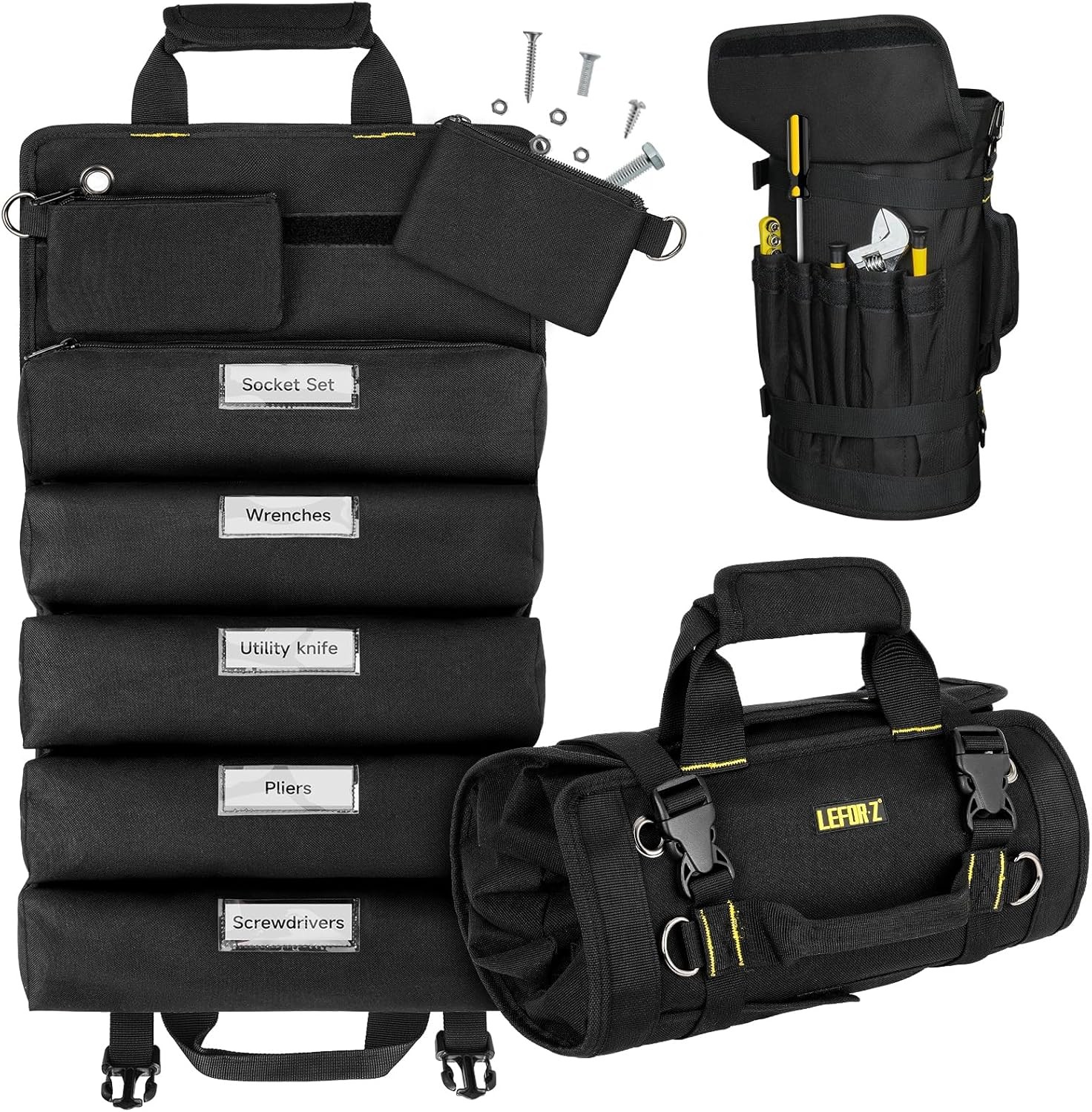 Tool Bag,Large Roll Up Tool Bag Organizer,13 Pockets Tool Roll Storage Pouch