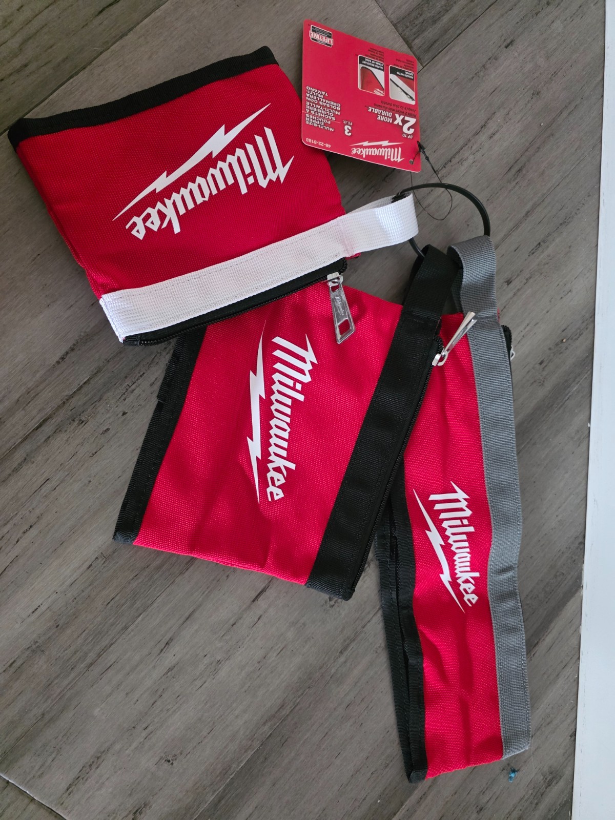 Milwaukee Zipper Tool Pouches Bags 14, 8, and 6 in. Stand-Up Base Storage Canvas