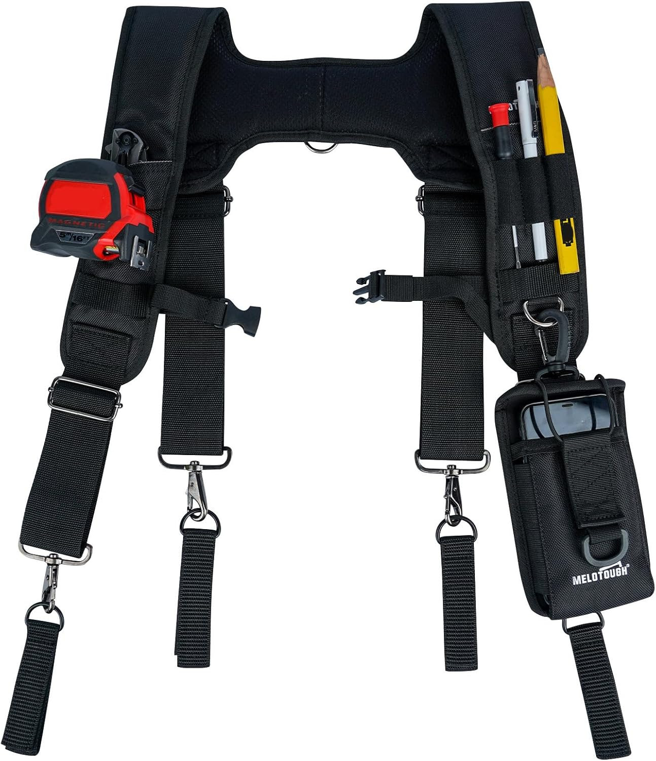 MELOTOUGH Tool Belt Suspenders Construction Bag Suspenders Padded Work Belt