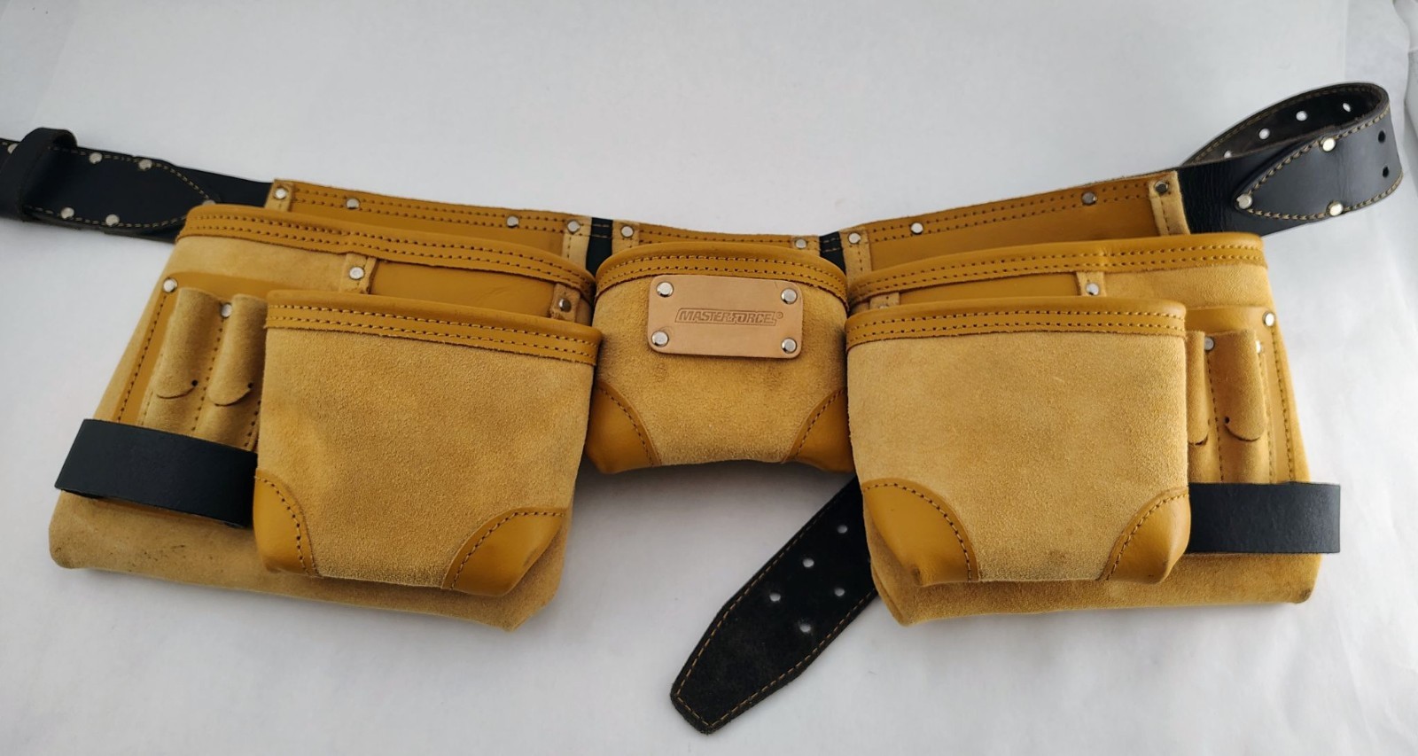 Masterforce Suede Leather 11-Pocket Tool Belt DIY Projects 2″ belt Heavy Duty