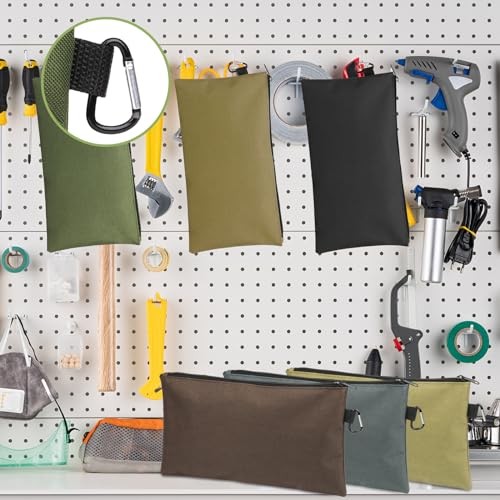 Tool Bag Zipper Pouch, 6 Pack, Tan, Navy Green, Black, Light Brown, Grey, Mocha
