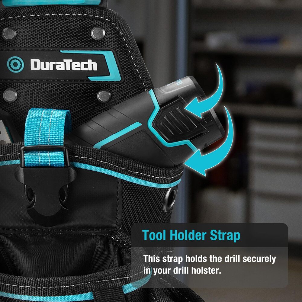 DuraTech Large Drill Driver Holster Drill Holder w/Side Bit Pockets Holder Strap