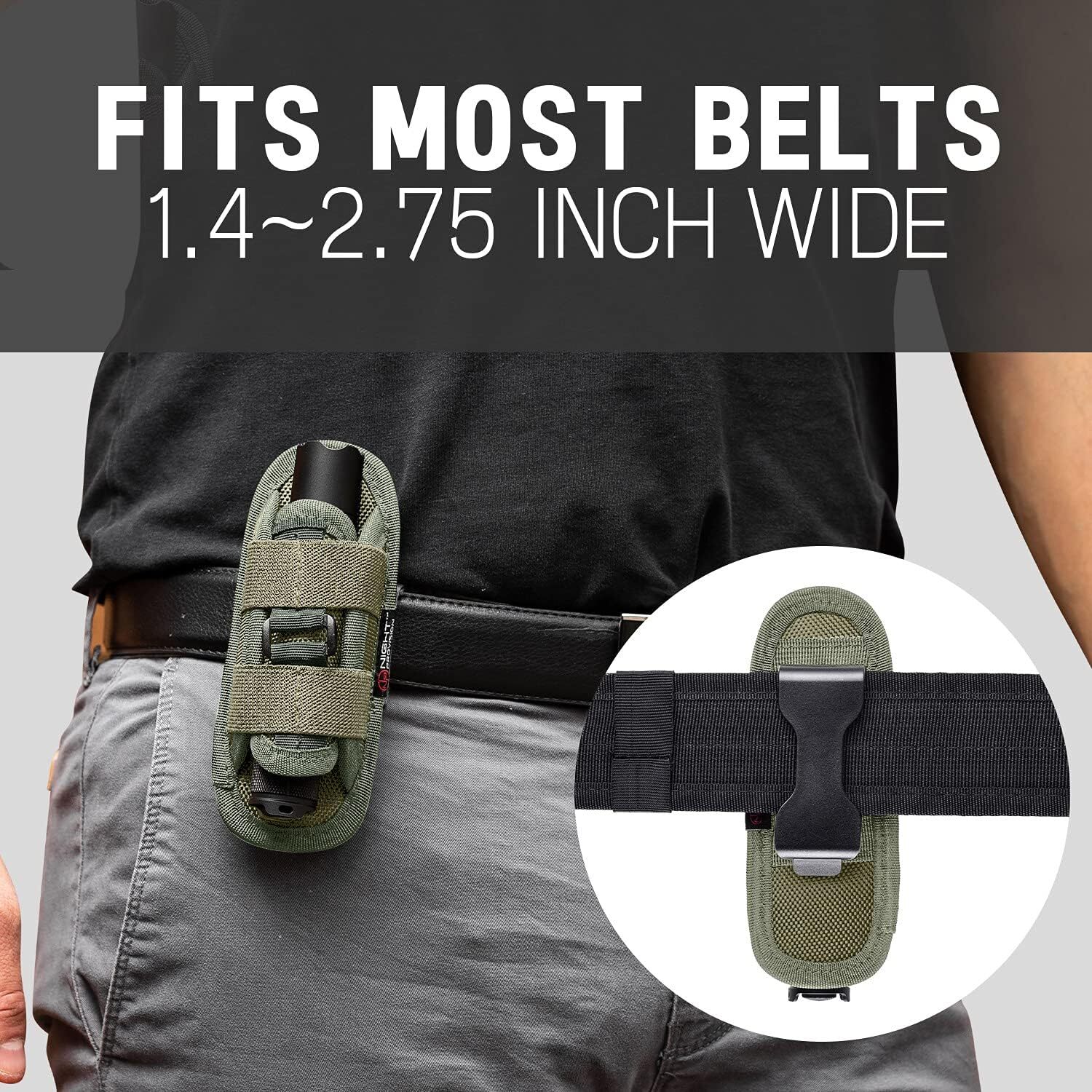 Tactical Flashlight Holster 360 Degree Holder for Police Military Security Belt