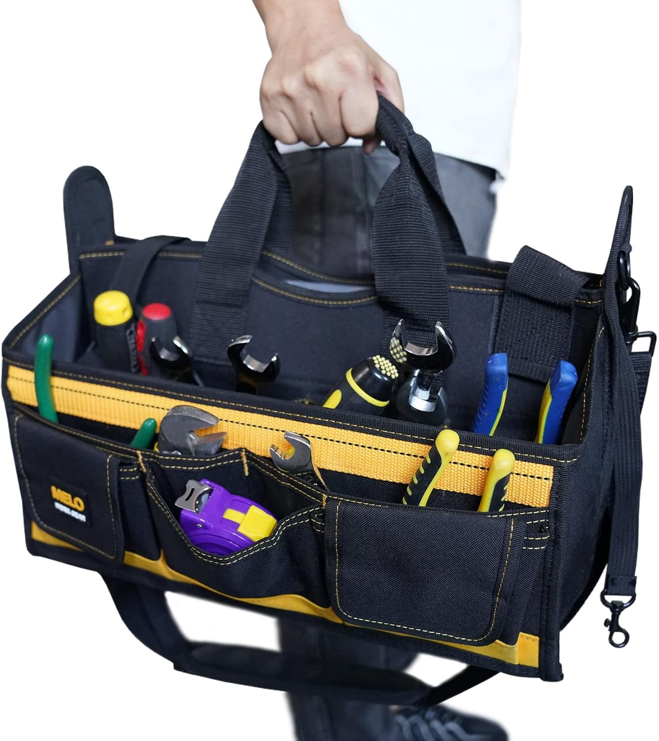 Electrician Tool Bag with Shoulder Strap 17 Inch, HAVC Tool Bag, Open Top Tool C