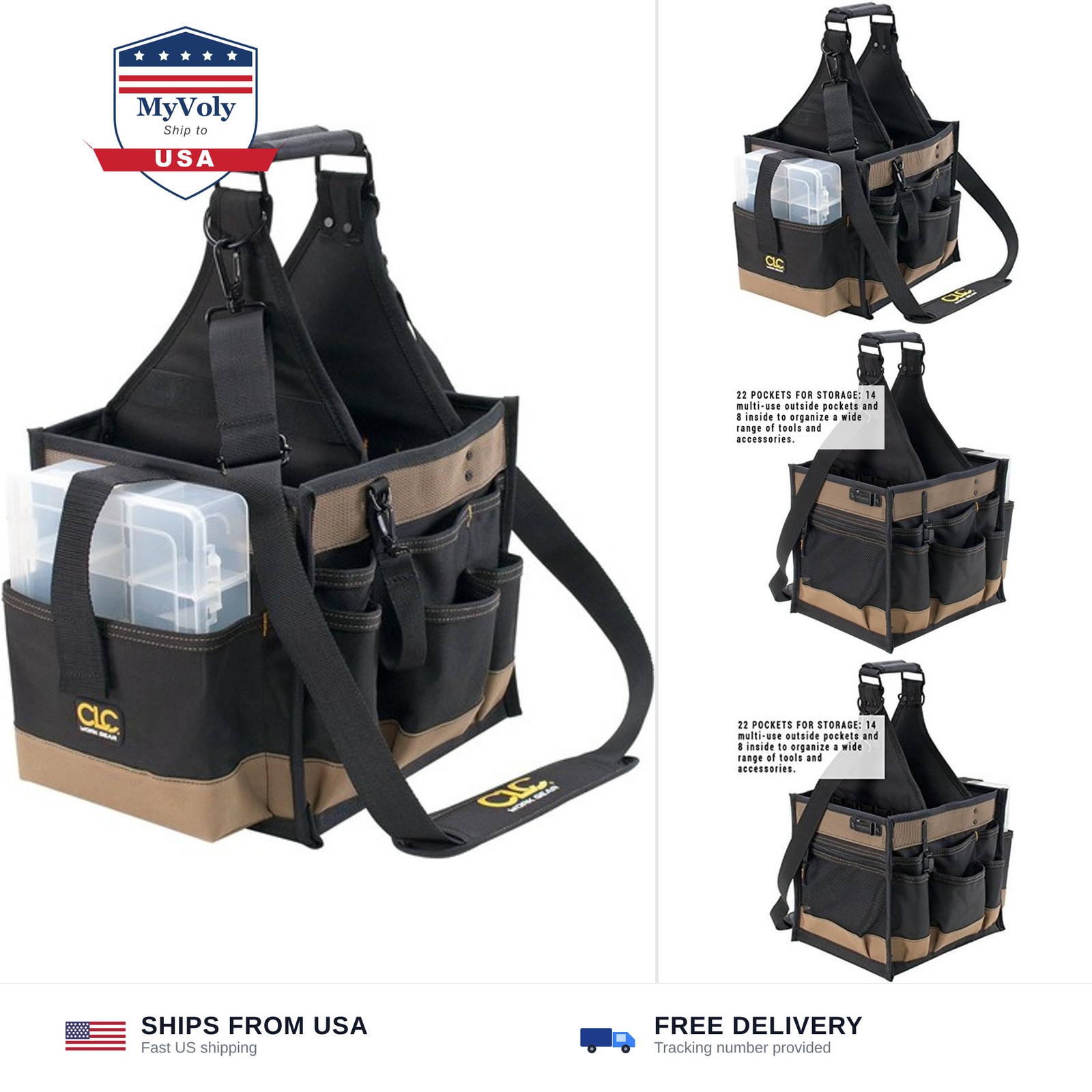 CLC Custom LeatherCraft 1528 Large Electrical and Maintenance Tool Carrier, B…