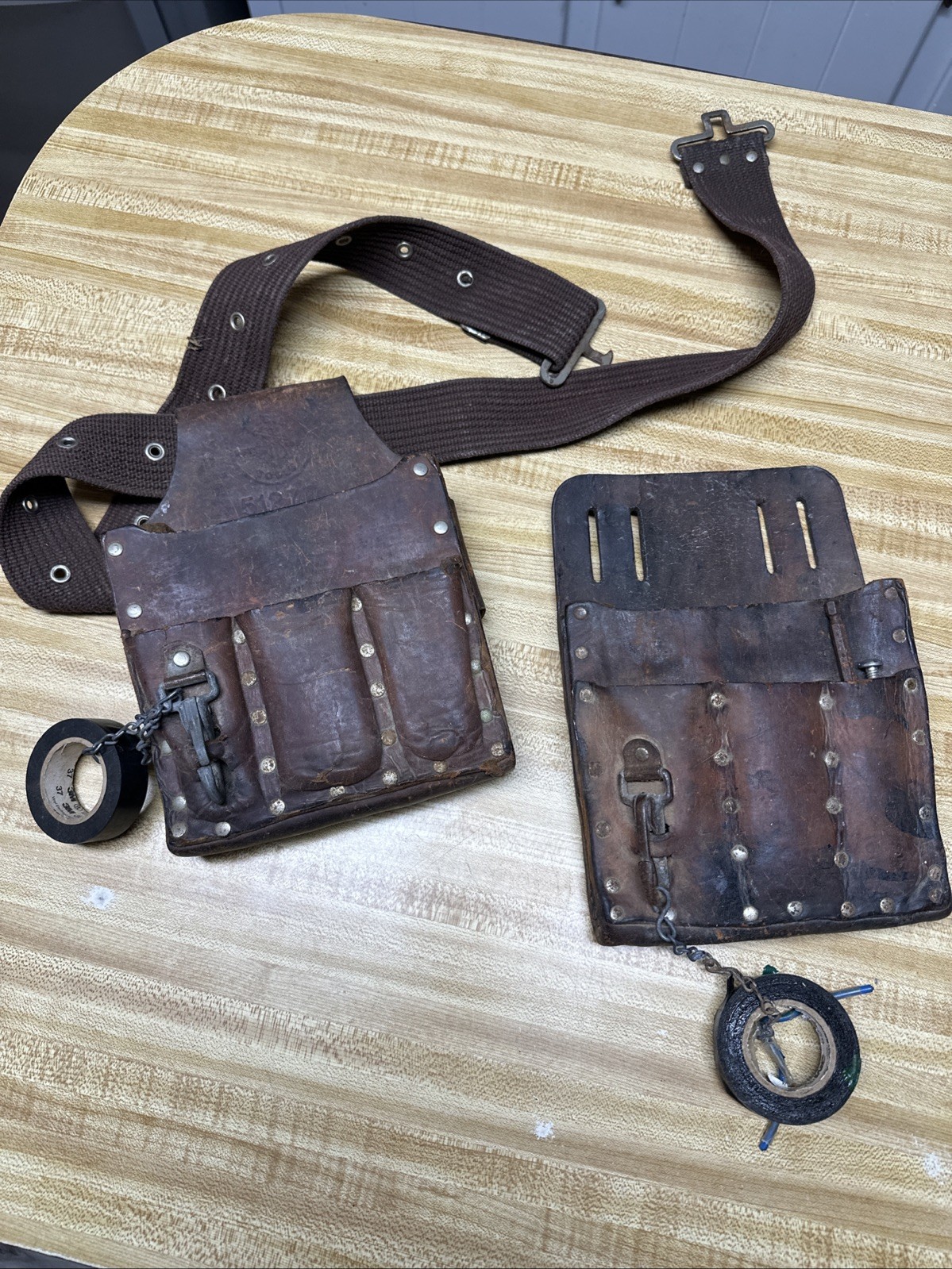 Vintage Bucks Tools Leather Lineman Tool Pouch Holster Electrician Belt Lot Of 2
