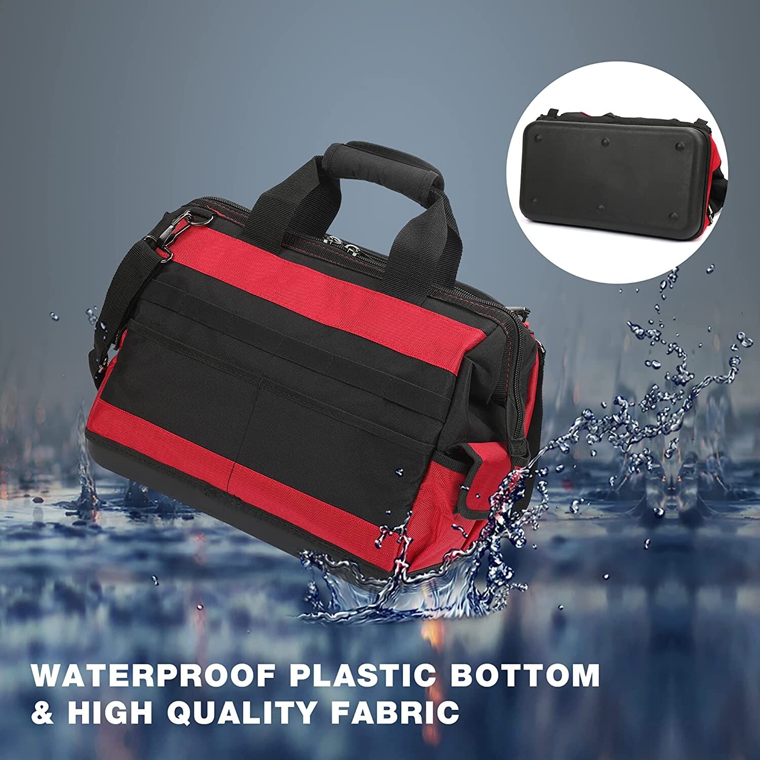WORKPRO 16″ Tool Bag Top Wide Mouth With 46 Pockets For Tool Organizer & Storage