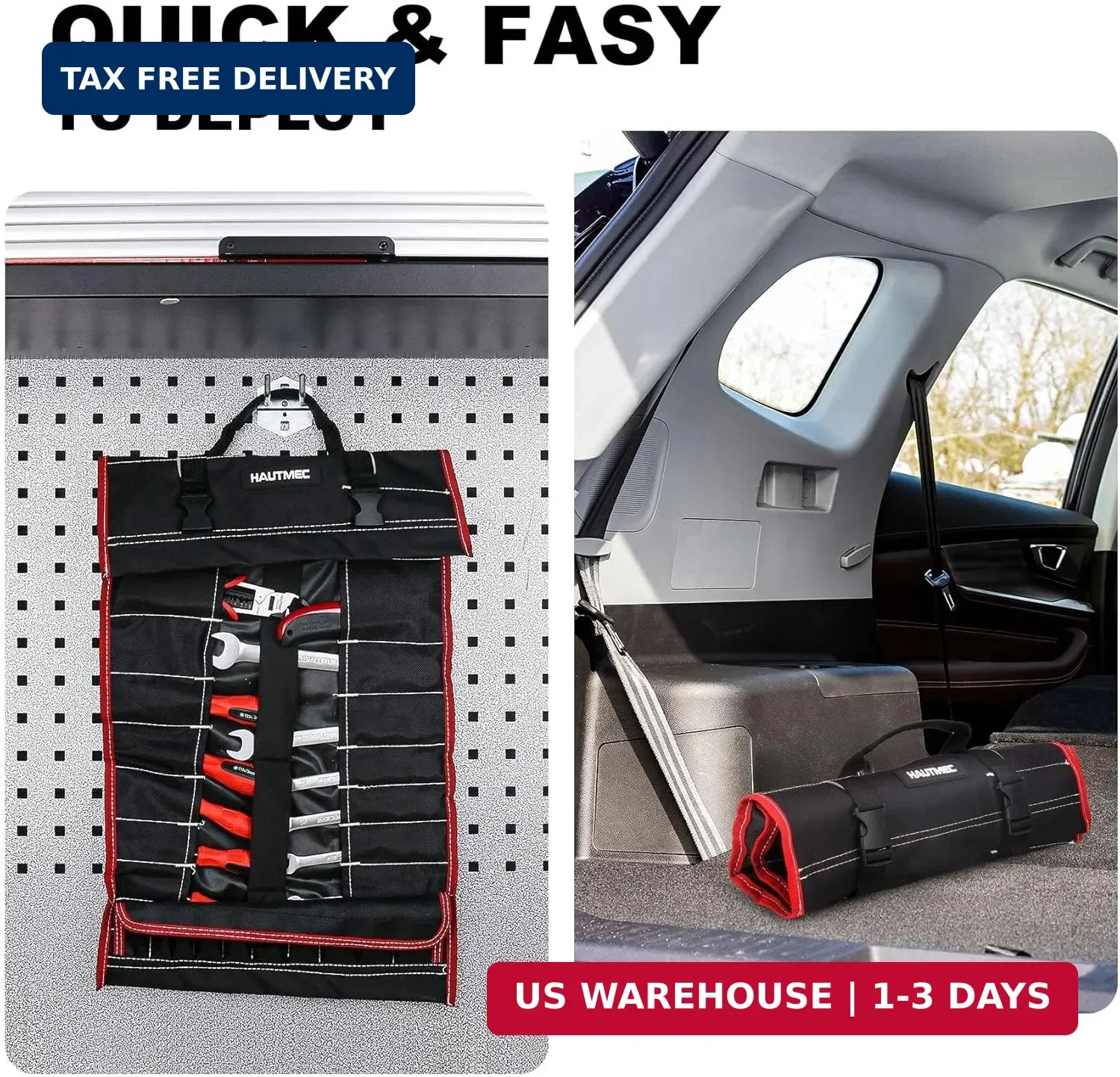 HAUTMEC Tool Roll Bag for for Screwdrivers, 32-Pocket Water-Resistant Roll Up To