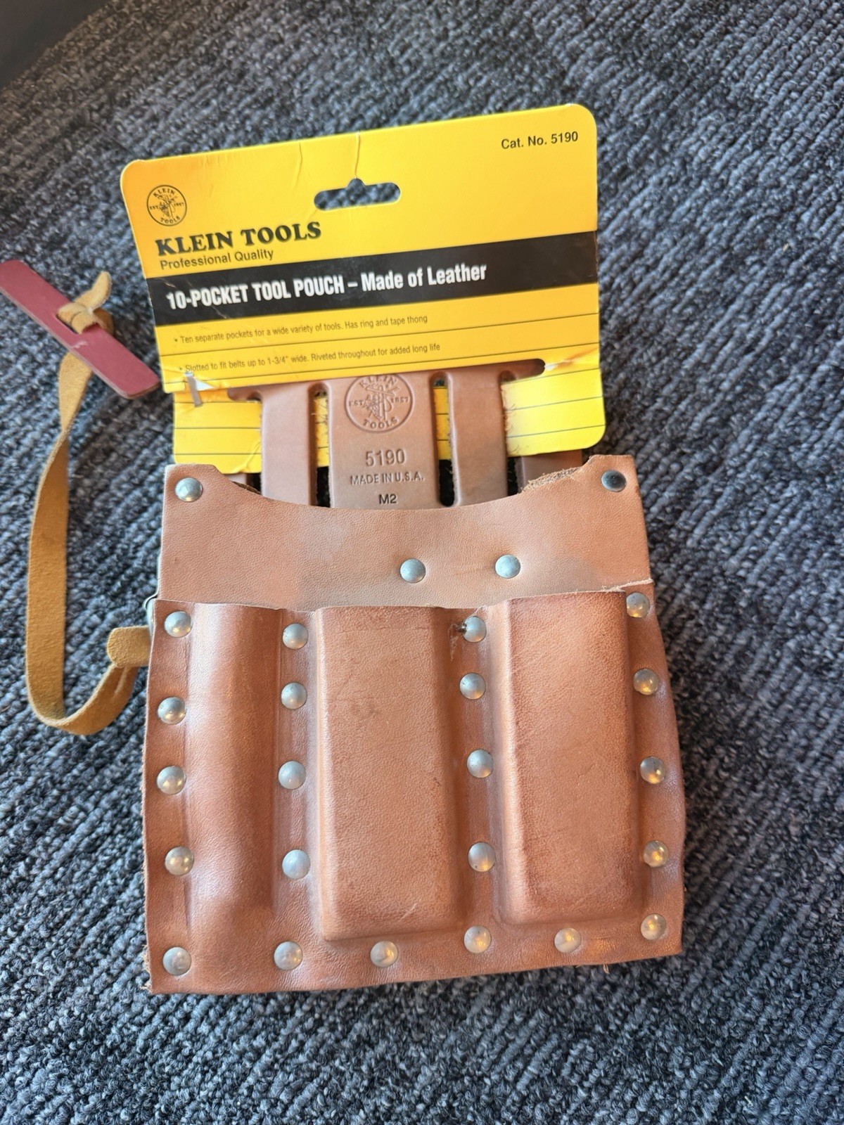 Klein Tools 10-Pocket Tool Pouch – Made Of Leather. No. 5190. Made In USA