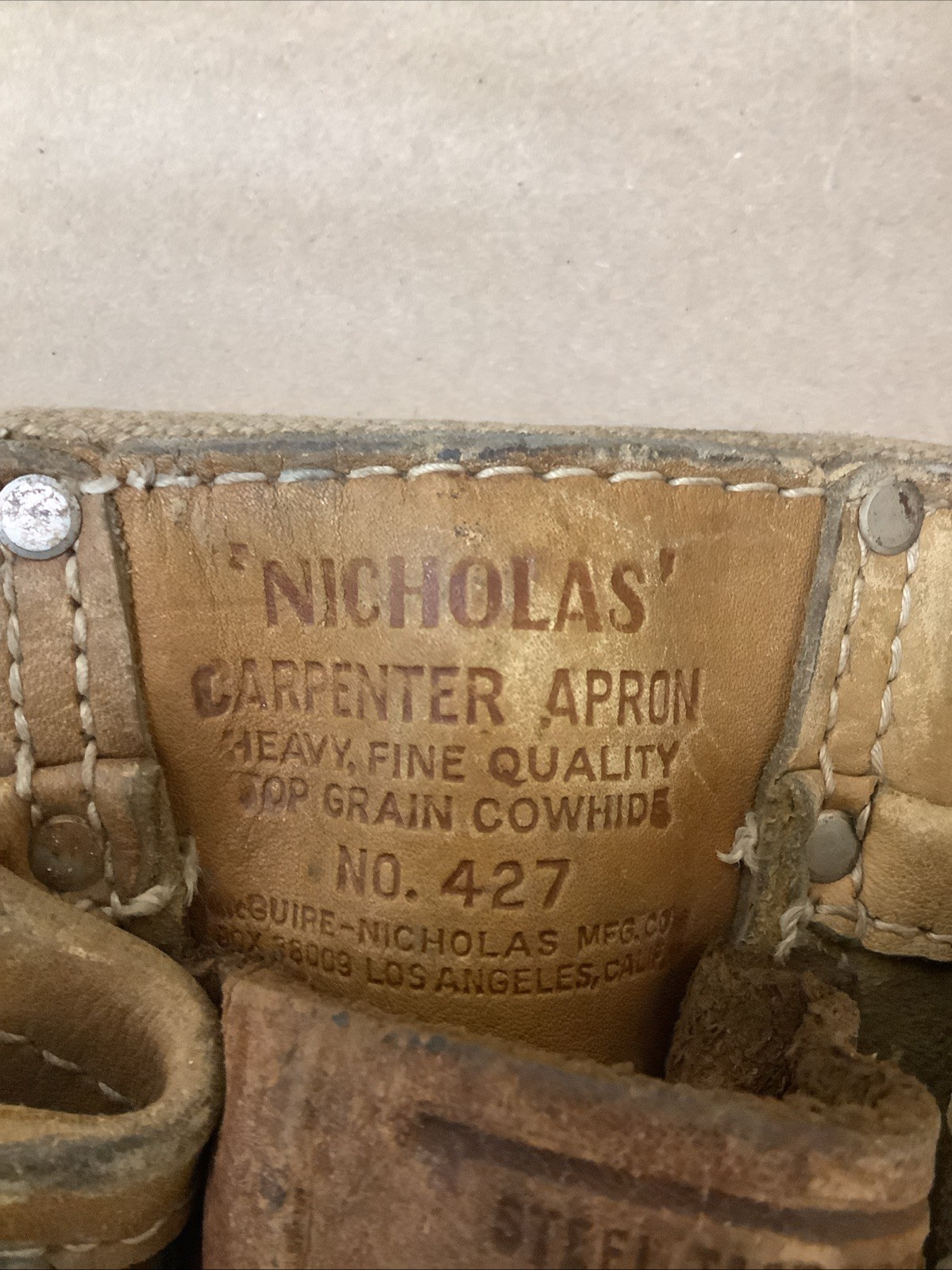 Vintage Nicholas No.427 Carpenter Apron – Brown/Silver