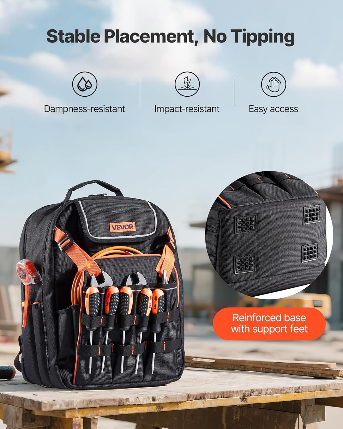 Ultimate Heavy-Duty Tool Backpack with 45 Pockets & Laptop Compartment