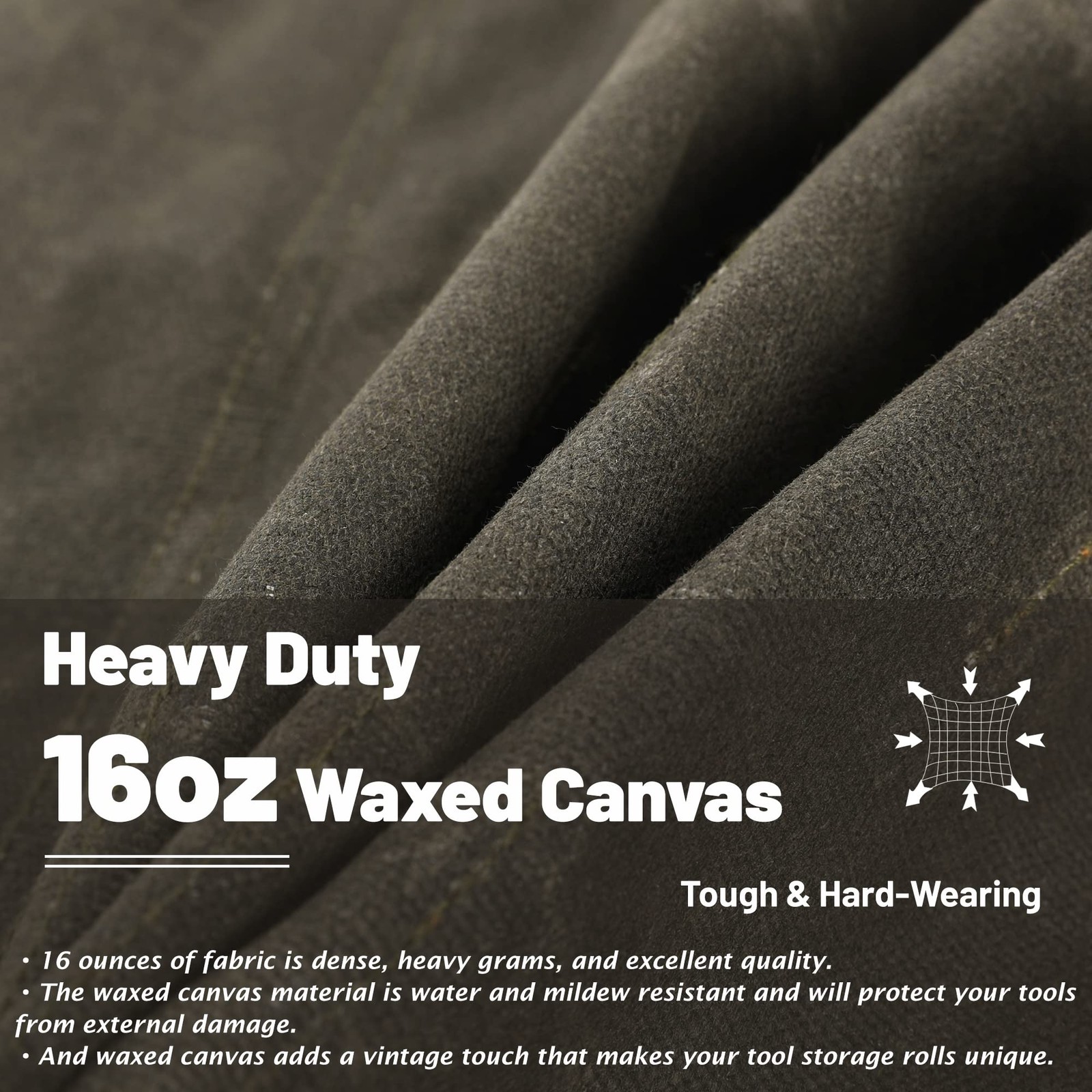 Canvas Tool Roll, 23 Pockets Tool Case, Heavy Duty 16oz Waxed Canvas Tool Sto…