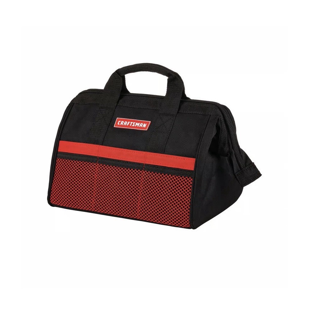 Craftsman 13 in. W X 9.75 in. H Wide Mouth Tool Bag 6 pocket Black/Red NWT