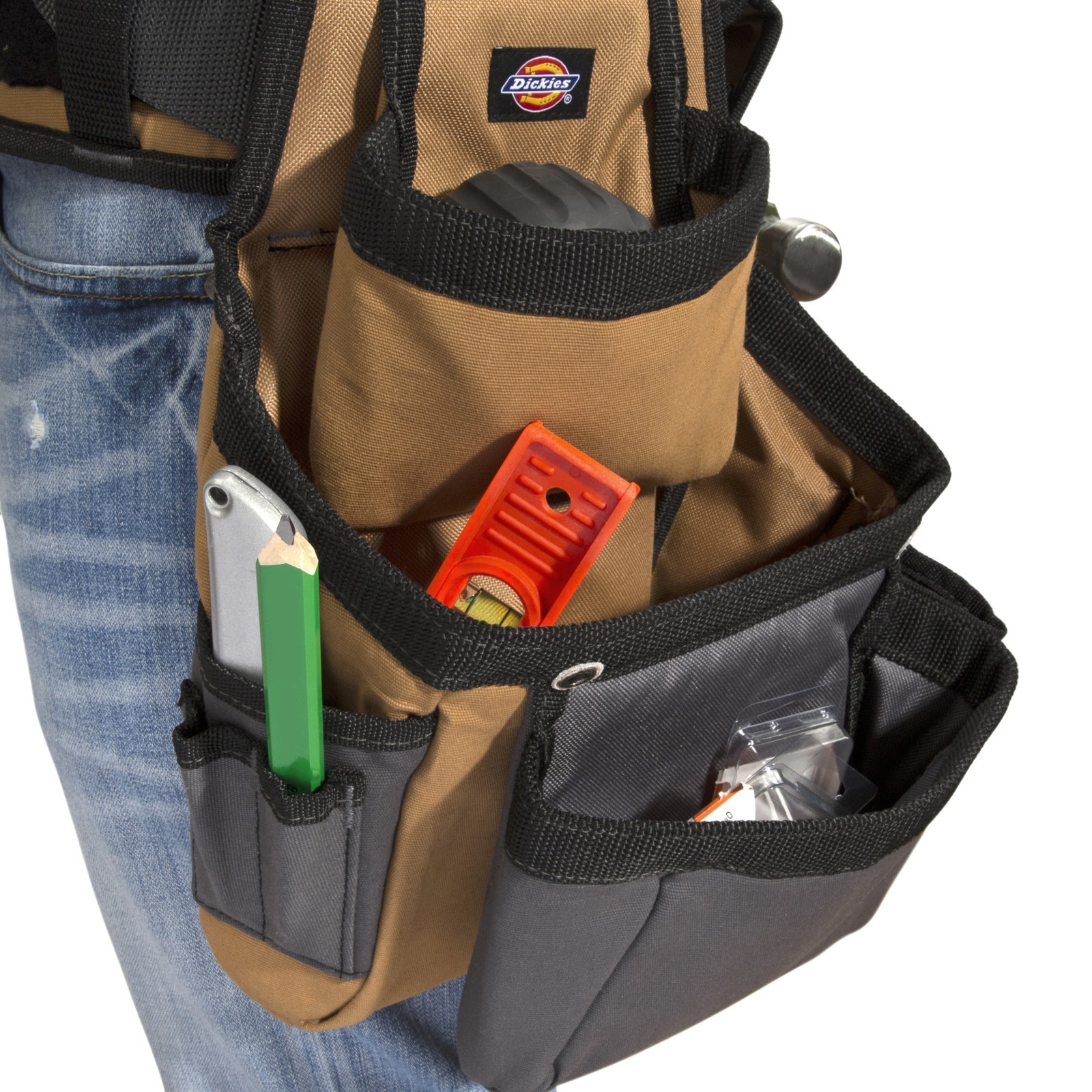 Dickies 4 Pc Tool Belt Carpenter Suspender Strap Holster Pocket Pouch Framer Rig