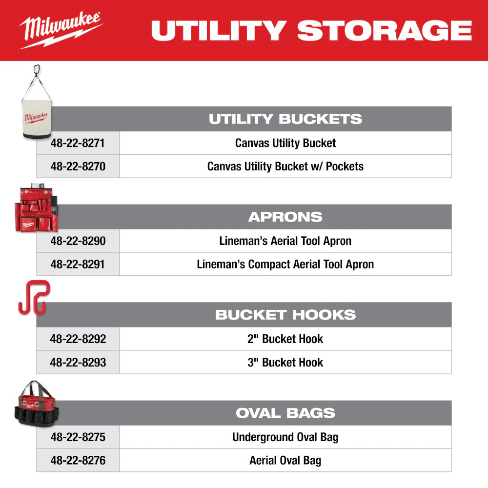 Milwaukee 48-22-8291 18 Pocket Lineman’s Compact Durable Aerial Tool Apron
