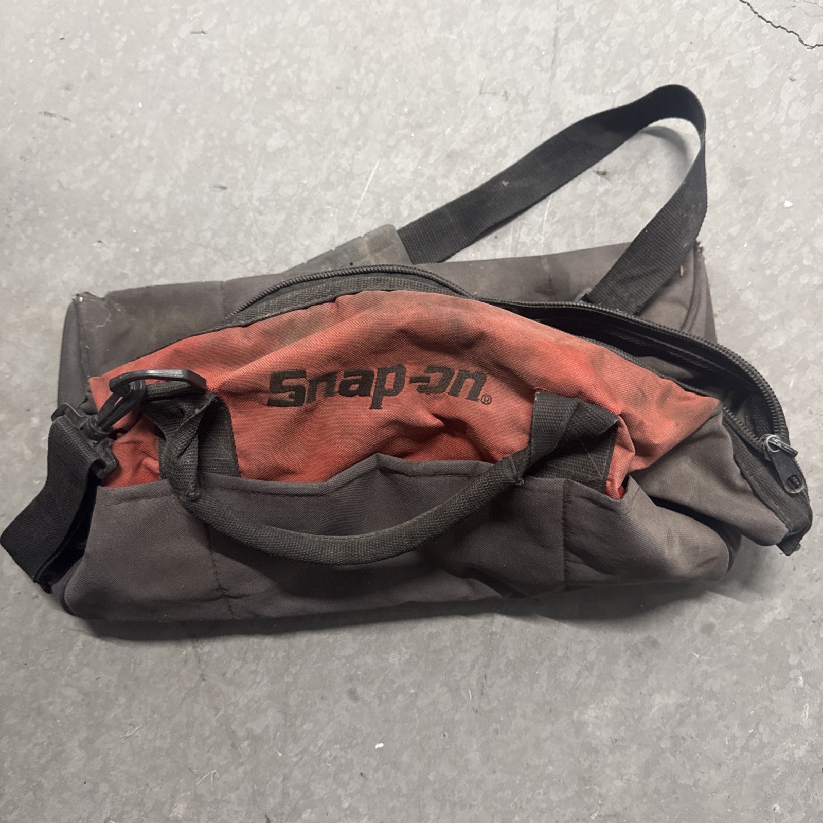 Snap-on Tool Bag Black and Orange With Handle Zipper Closure Fabric