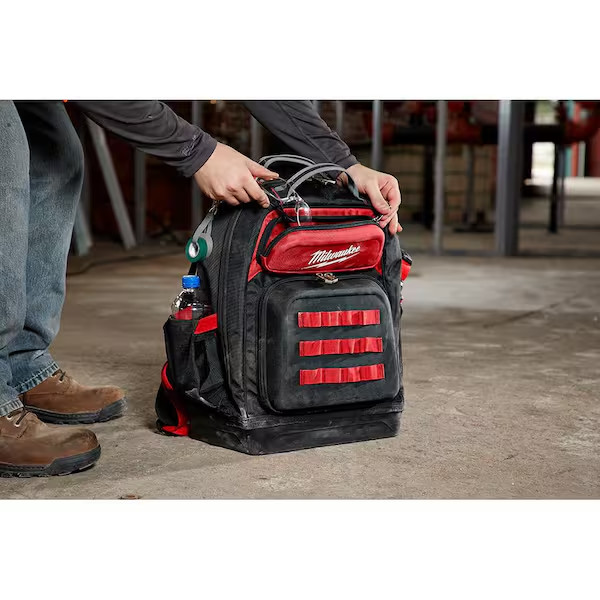 Milwaukee Jobsite Backpack 15-In Hardshell Protected Storage Organizer Tool Bag