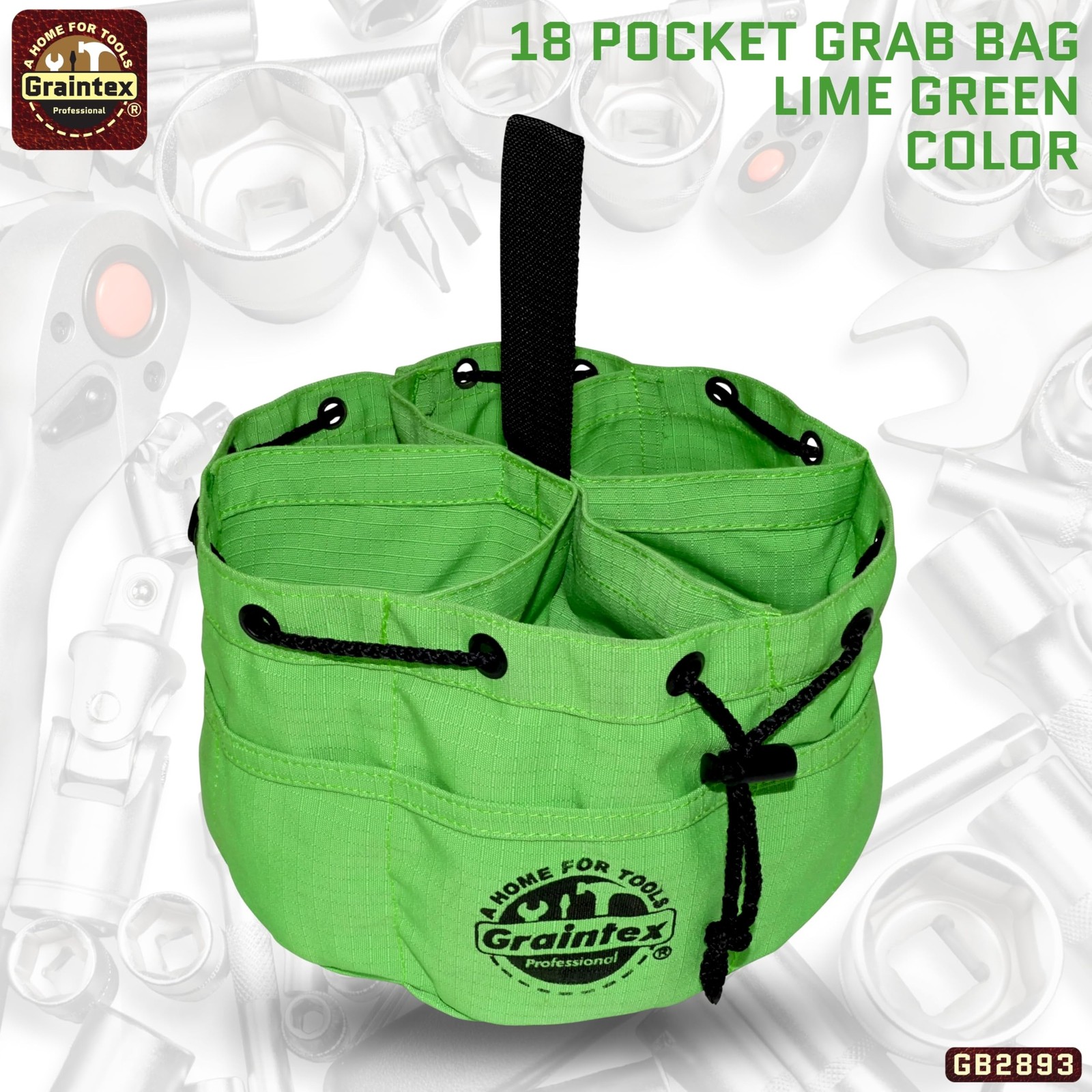 Lime Green Utility Holster Pouch Durable Tool Bag with Multiple Pockets