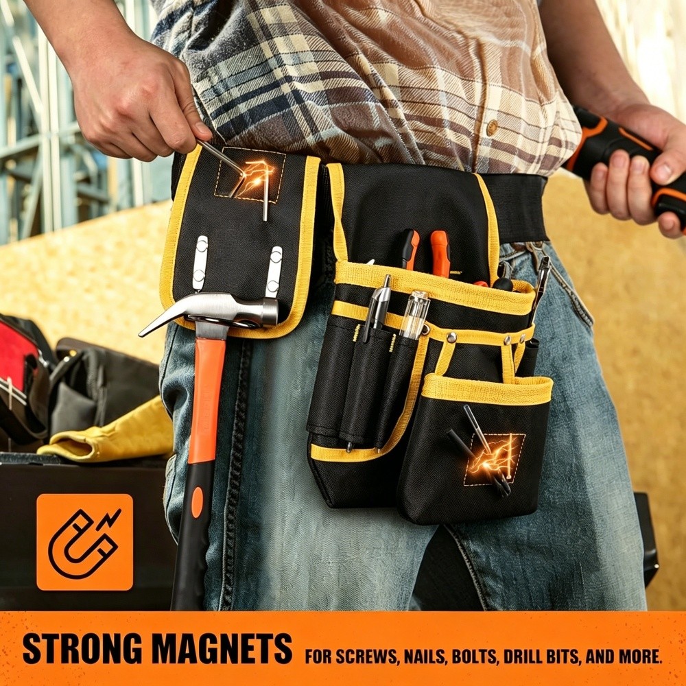 Magnetic Tool Belt for Men, 26 Pockets Heavy Duty Tool Pouch, Magnet Holster Nai