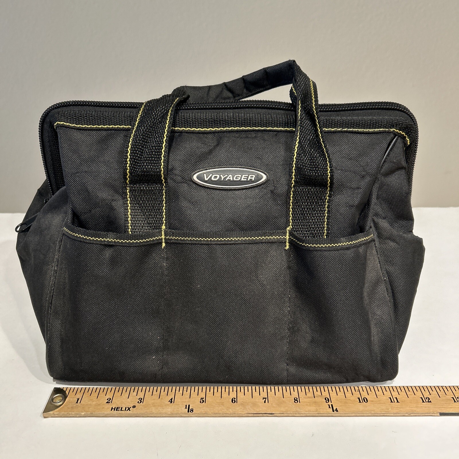 Voyager 12” Portable Tool Bag HANDY SIZE 15 Inside & 6 Outside Pockets BLACK ZIP