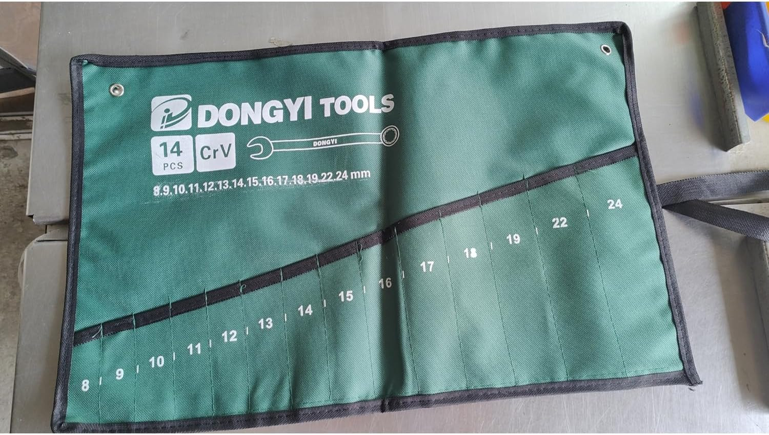 2 Pack Wrench Roll up Pouch Wrench Set Roll Organizer 14 Pocket Slot Canvas Tool