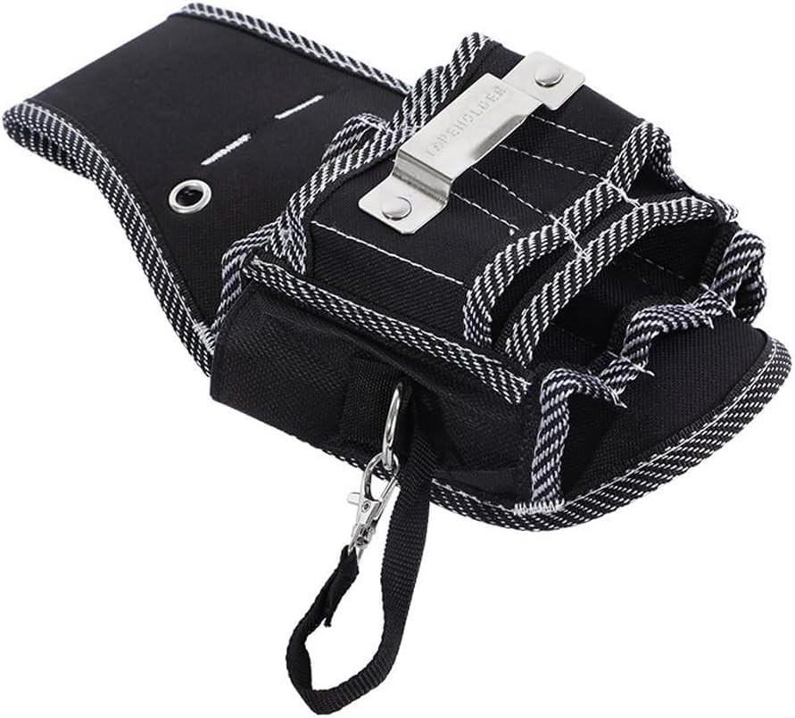Small Tool Belt Pouch with Tape Measure Holder 5 Pocket Utility Bag Black