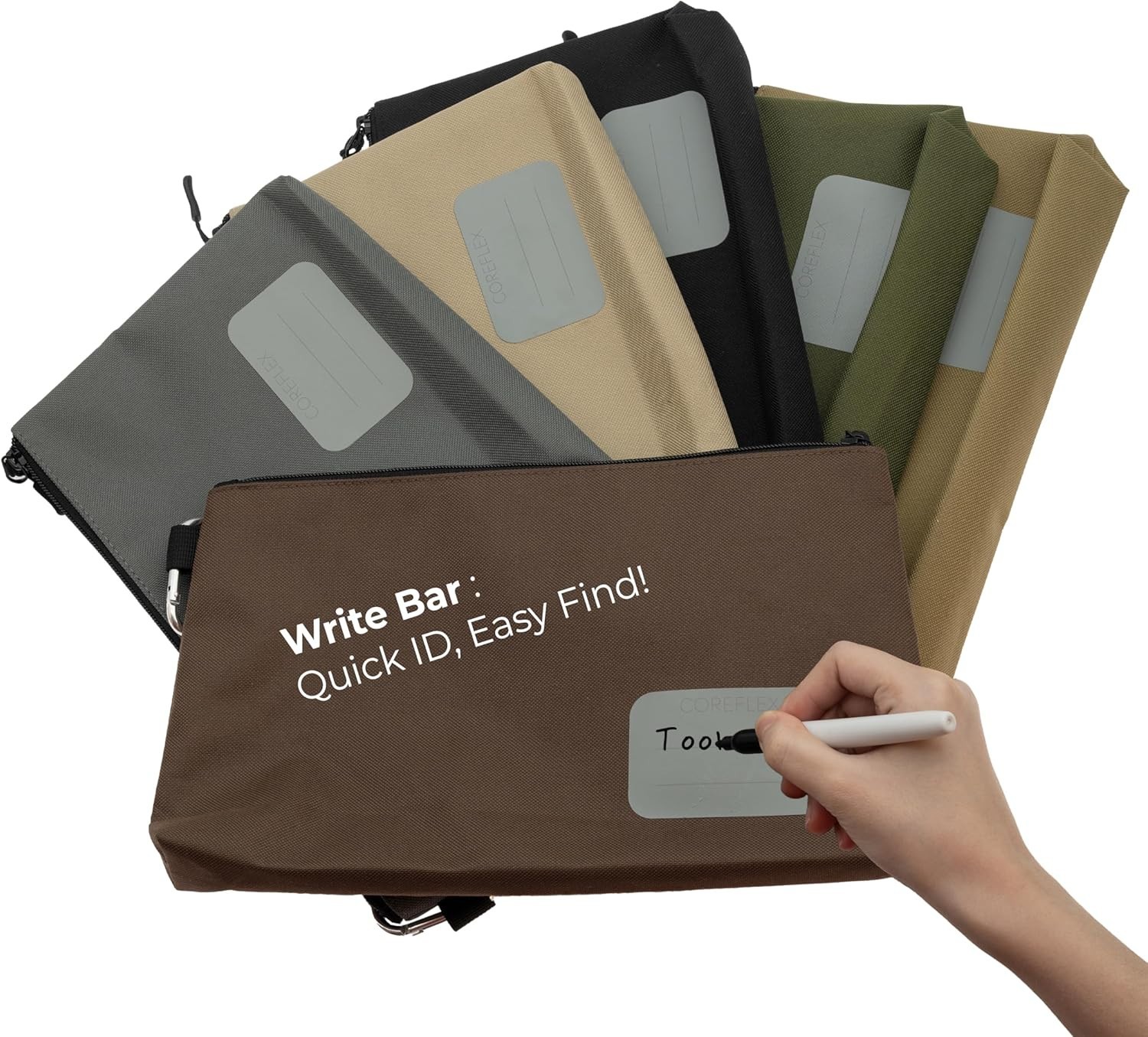 Multipurpose Flat Bottom Tool Pouch – 6 Pack Durable Canvas Zipper Bags
