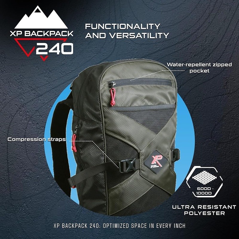 Multi-Pocket Metal Detector Carrying Bag W/ Reinforced Handles Outdoor Use