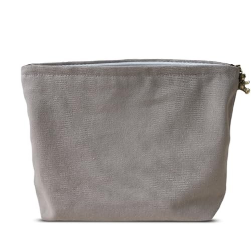 Canvas Pouch for Travel, Accessory Tool Bag, Solid Gray, Cotton GR-Canvas-Gray