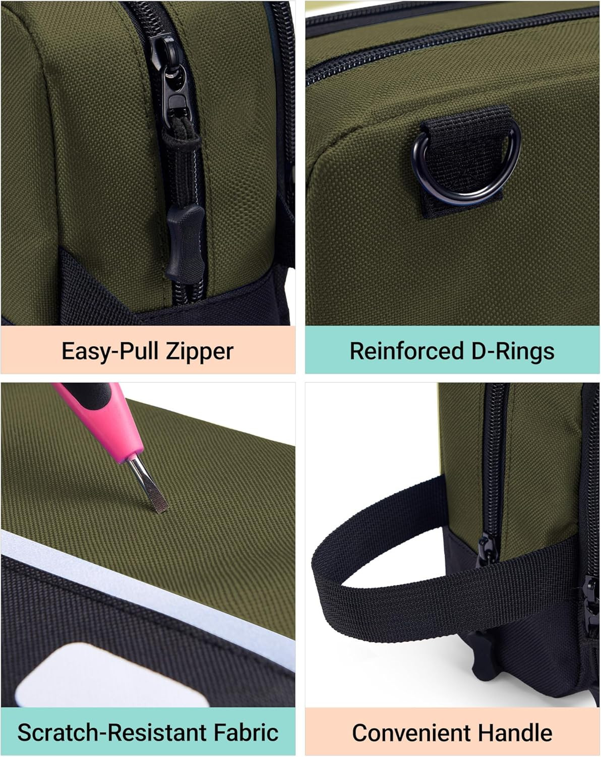 2 Pack Small Tool Bags with Strap 12″ & 10″ | Zipper Utility Pouches with Adjust