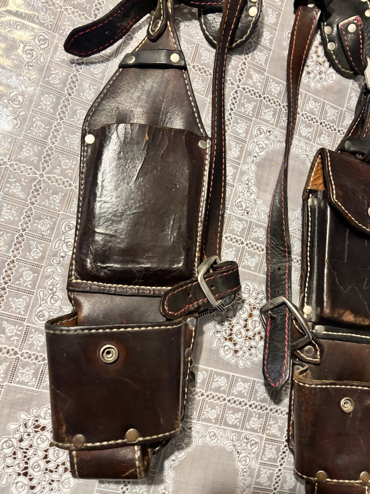 leather dual underarm shoulder harness and utility tool bag