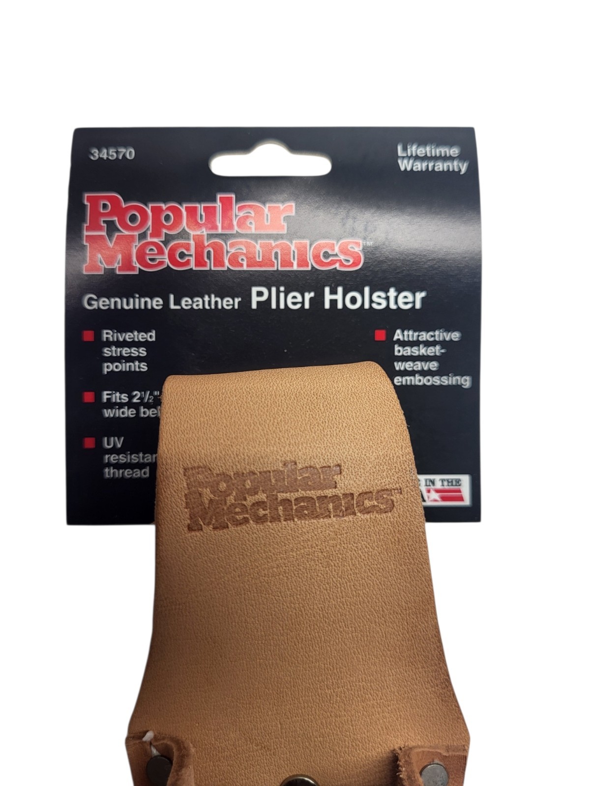 Popular Mechanics Leather Plier Holster, fits up to 2.5″ belt USA made #34570