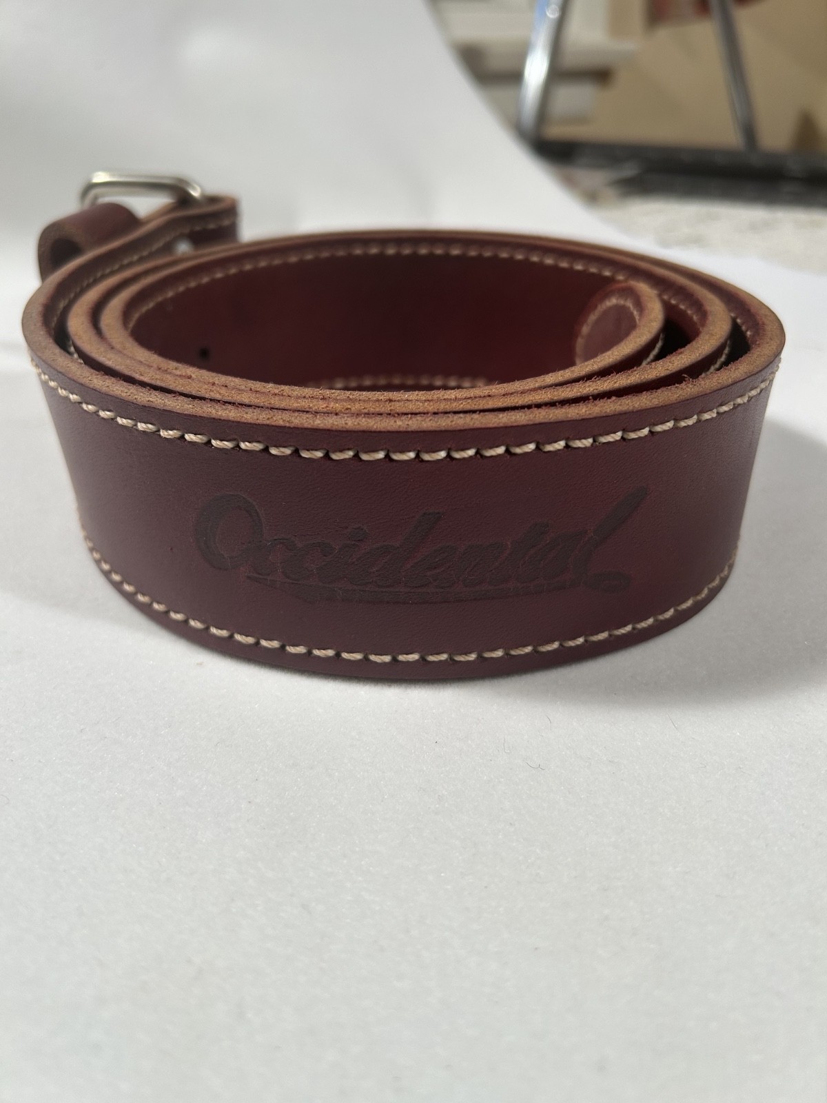Occidental leather stronghold working man’s belt, 2″ wide, XL 48″ long burgundy