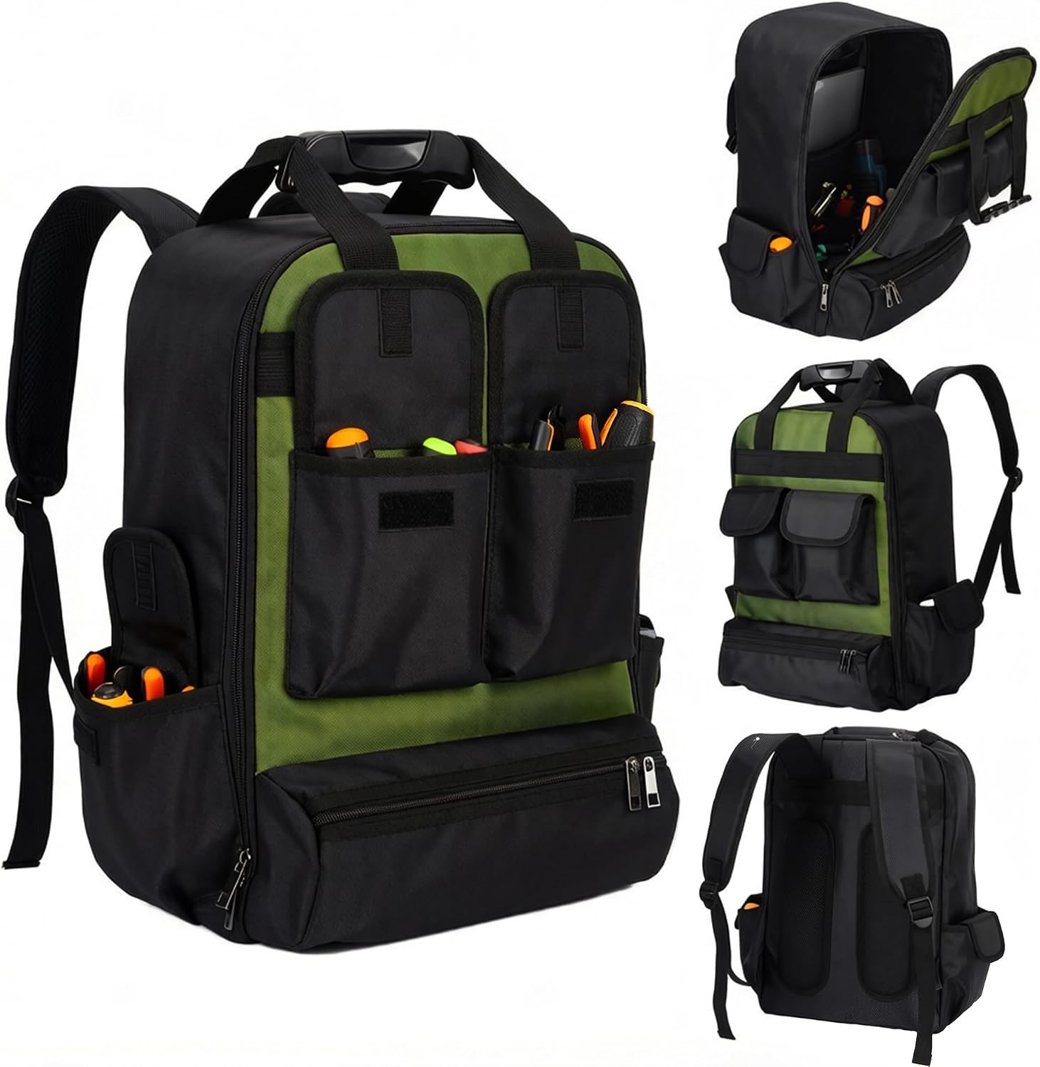 Tool Backpack Large Empty Tool Bag Waterproof Hard Bottom Laptop Storage