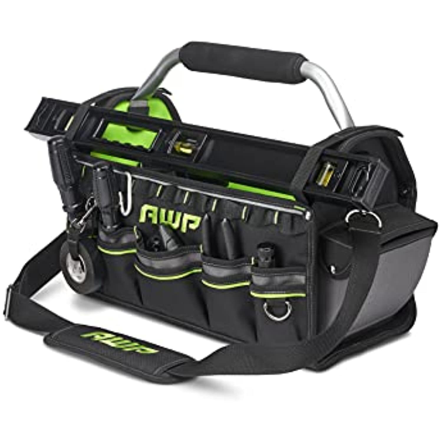 AWP 18″ Pro Tool Tote | Water Resistant Tool Bag with Rotating Handle, Removable